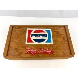 VTG Pepsi-Cola Crate Wooden Advertising Box Wood Lid Bottle Drink‎ Sliding Lid